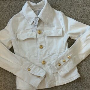 Stylish White  house, black market, white Jacket with Gold Accents NWT